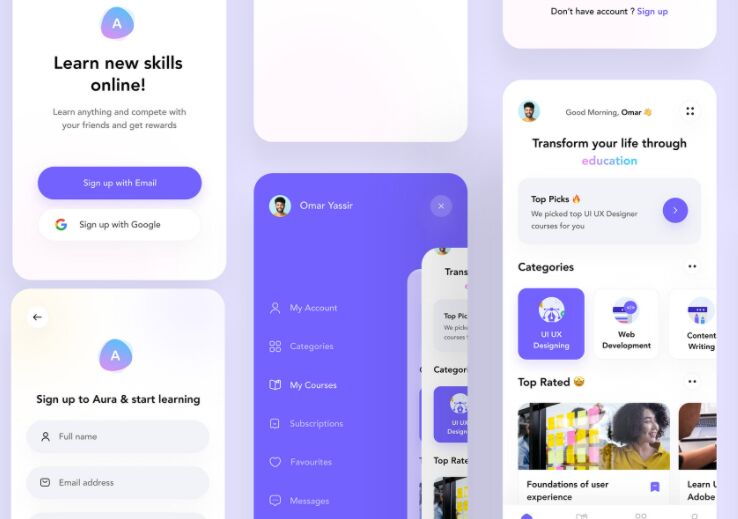 Aura E-Learning Free UI Kit